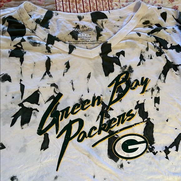 NFL Green Bay Packers Black and White Tie-Dye Shirt cropped top - Picture 11 of 11